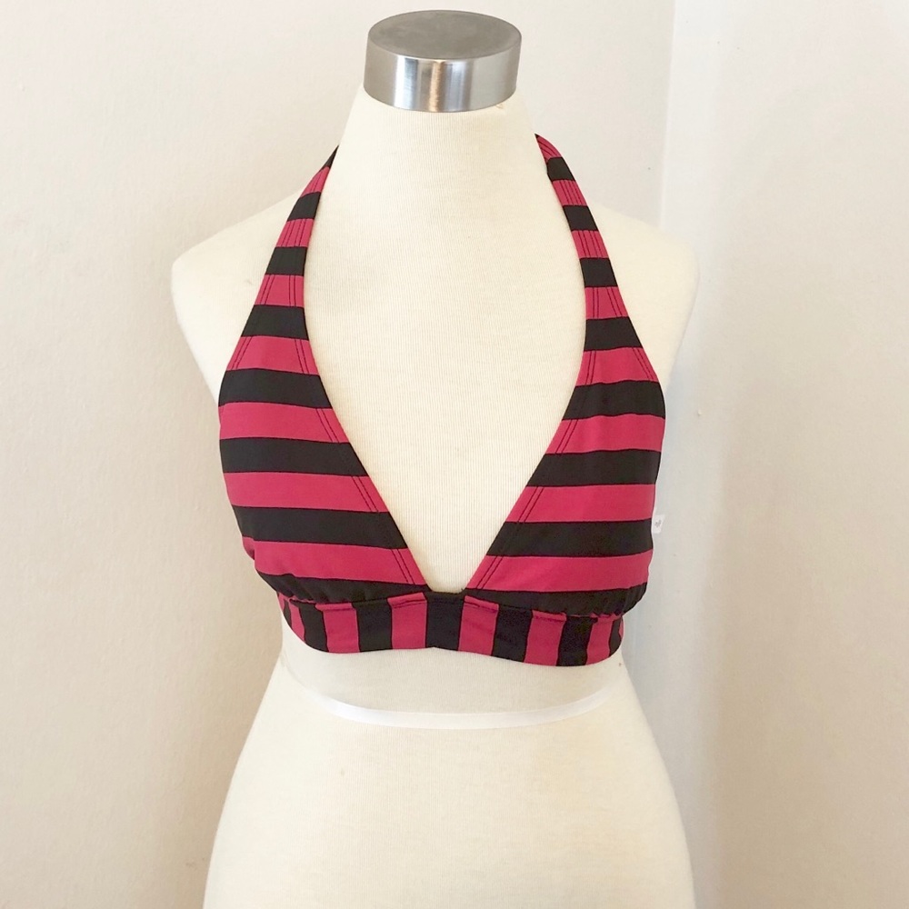 GAP  Red and Black Striped Bikini Top